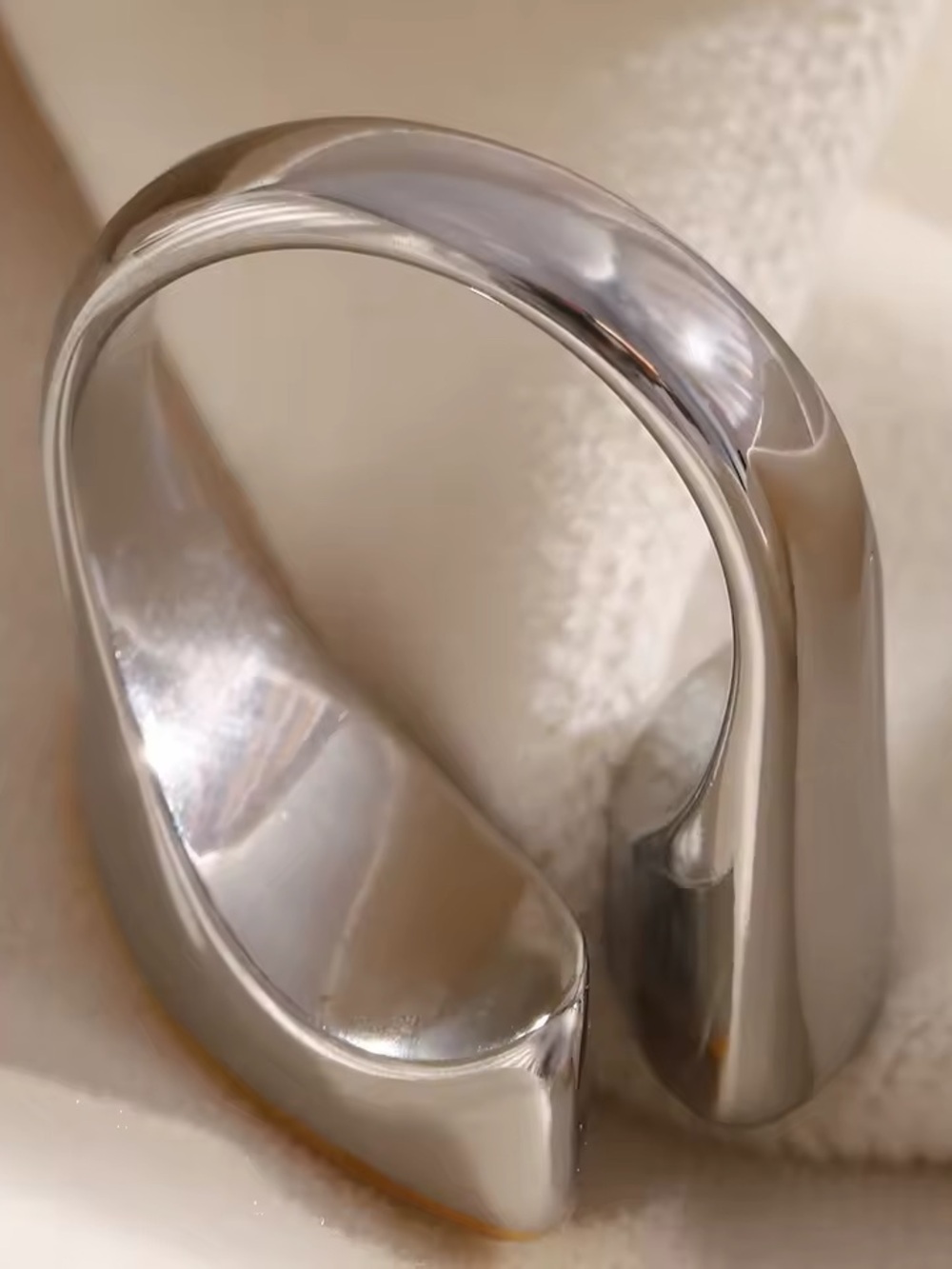 Two-Marquise Open Ring in Silver with Gold Trim - Picture 9 of 10